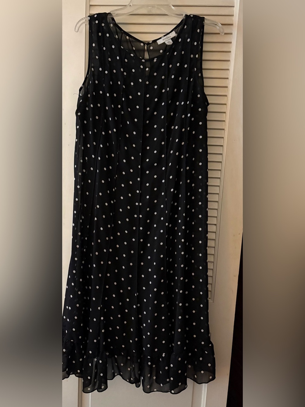 dressbarn Black Polka Dot Sleeveless Midi Dress